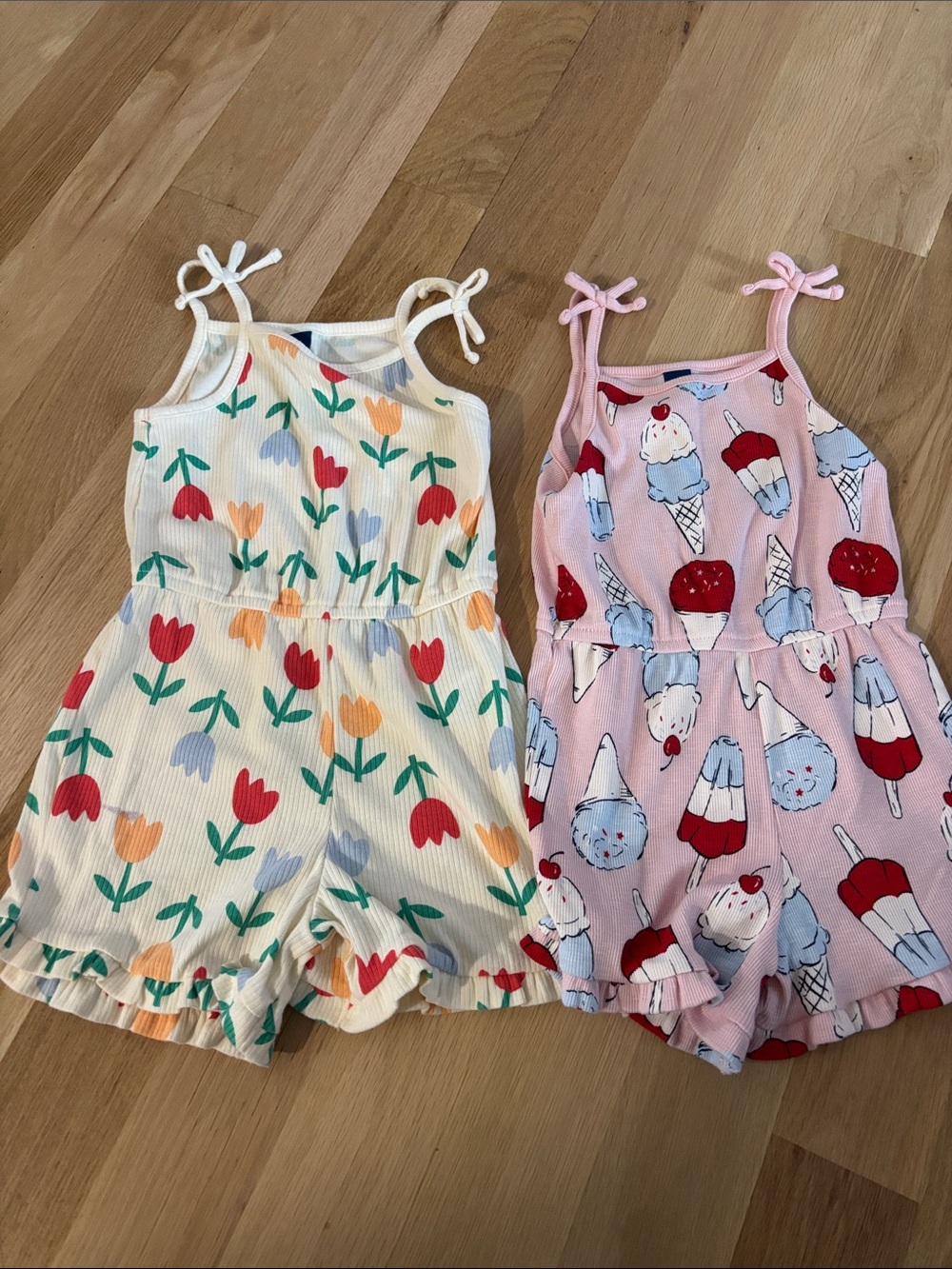 Old Navy Floral & Ice Cream Print Romper Set - Pink & Cream 5T